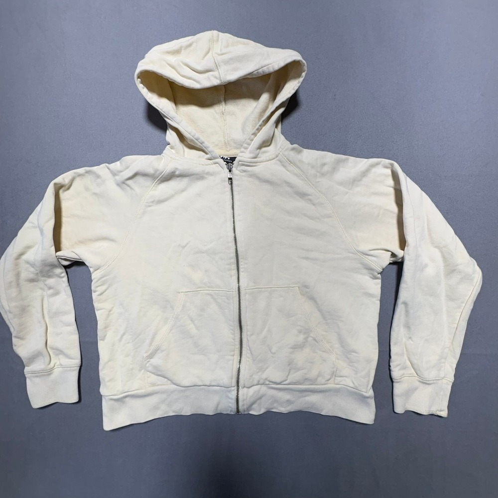 Helly Hansen Mens Medium Cream Full Zip Hoodie Raglan Sweatshirt Off White